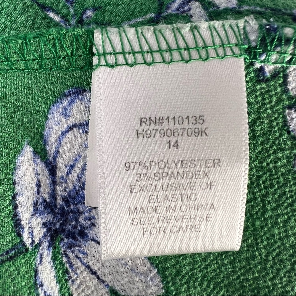 Knit Works Green Floral Smocked Off Shoulder Dress Girls Size 14 Summer - Picture 11 of 12